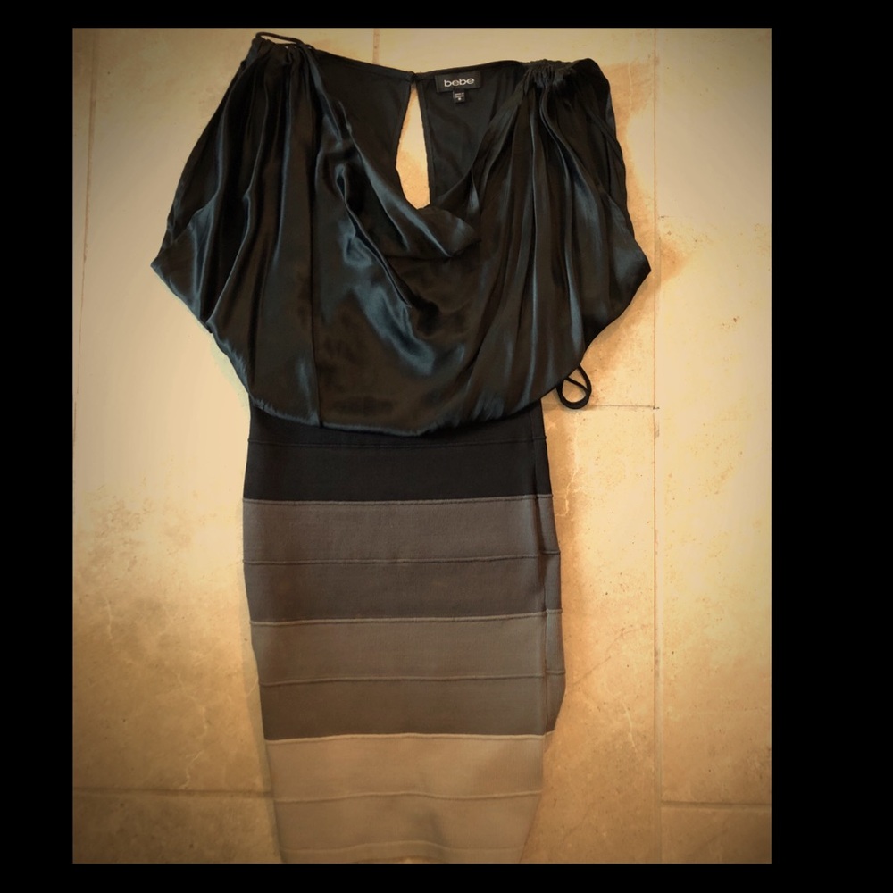 bebe Universal black, silver and grey dress